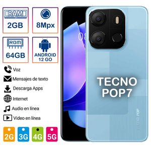 Celular TECNO POP 7 64GB Azul