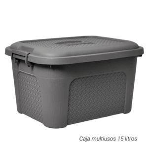 Caja Multiusos Rattan 15lt Gris