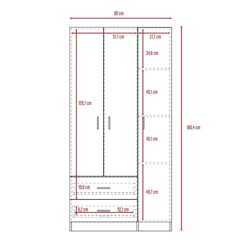 Closet América, Humo, con dos cajones y amplios espacios para guardar ropa  ZF - Distrihogar