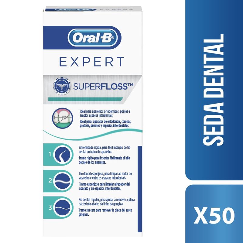 ORAL-B SUPERFLOSS SEDA DENTAL MENTA 50 UNIDADES - Farmacia del Pilar