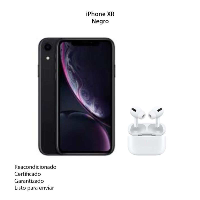 Celular iPhone Xr de 64Gb Reacondicionado Negro AirPods Pro 2