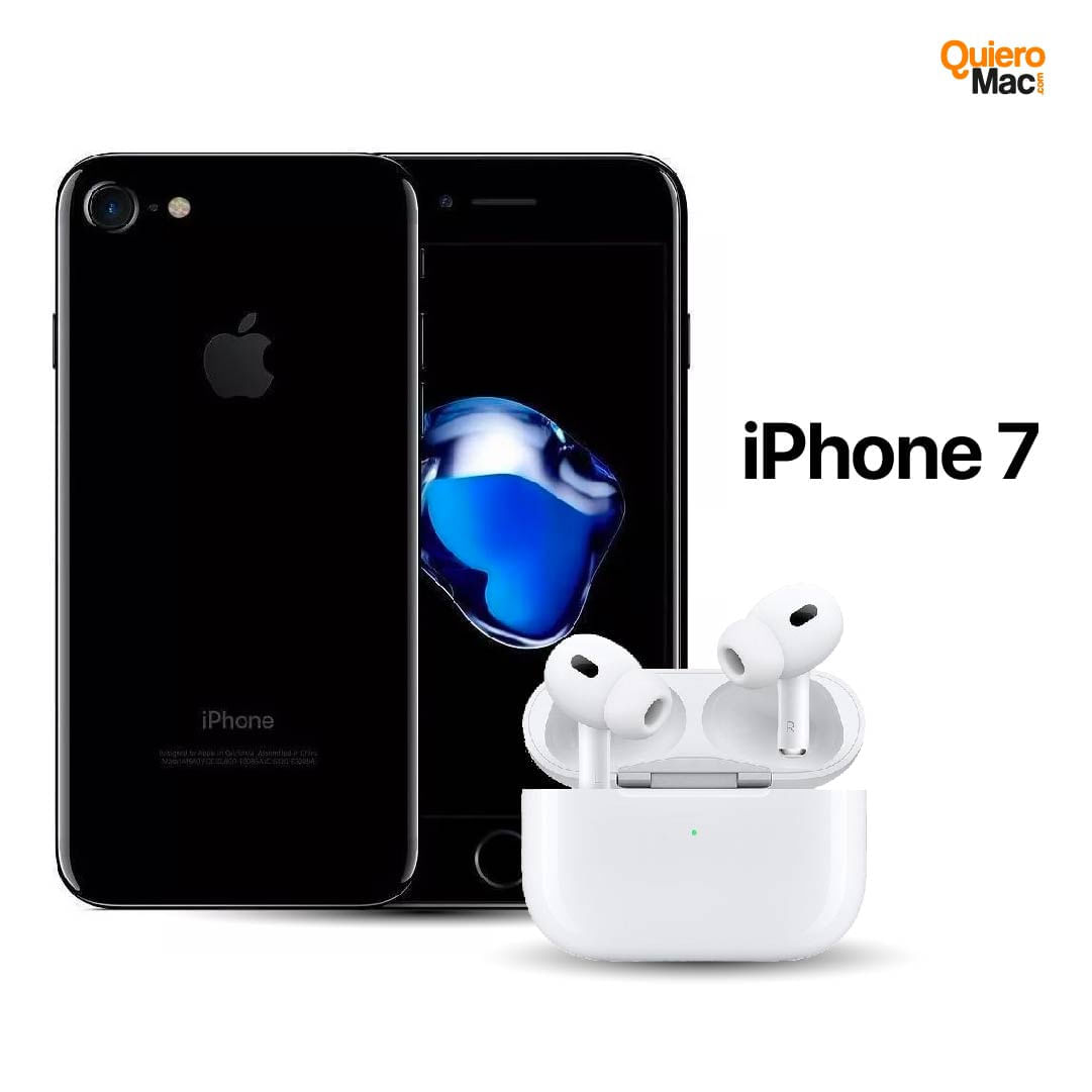 Celular Reacondicionado iPhone 7 32Gb Negro Brillante + AirPods