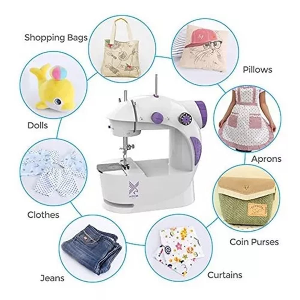 Máquina de coser eléctrica portátil máquina de coser doméstica principiante  brazo libre máquina de reparación para bricolaje artesanía (con mesa y 24