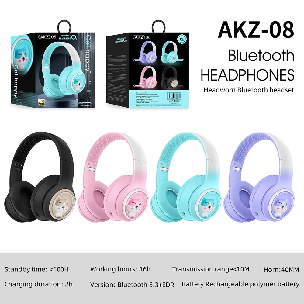 Auriculares Bluetooth Gato Inalambricos - Rosa AKZ-08 - Muy Bacano