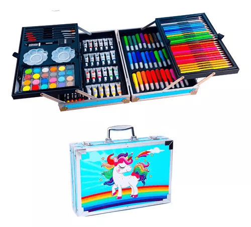 Set Kit Creativo Arte Dibujo Maleta Metálica X 145 Piezas – 1000 Options